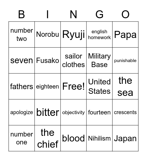 The Sailor Who Fell From Grace With the Sea Bingo Card