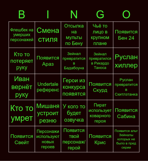 Ben War C2E3 Bingo Card