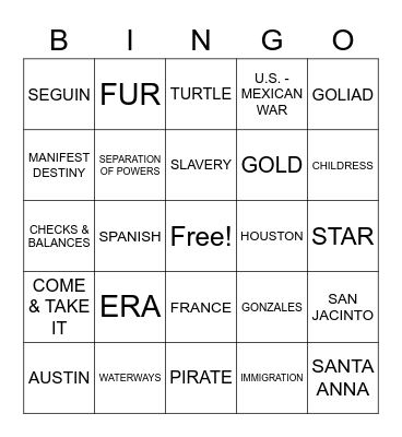 Fall Semester Exam Bingo Card