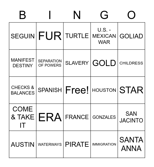 Fall Semester Exam Bingo Card