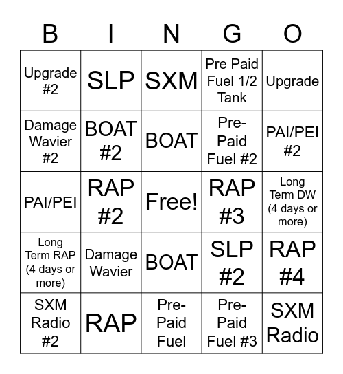 CSG Bingo Card