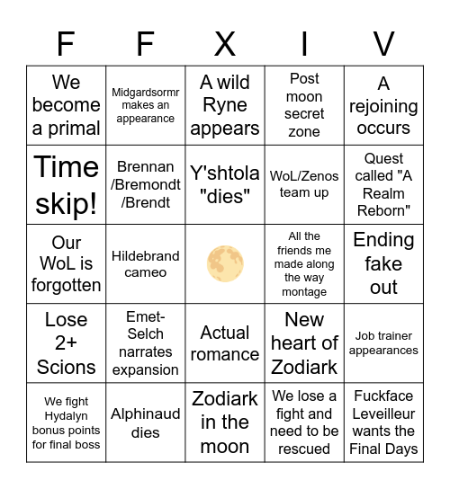 Endwalker Bingo Card