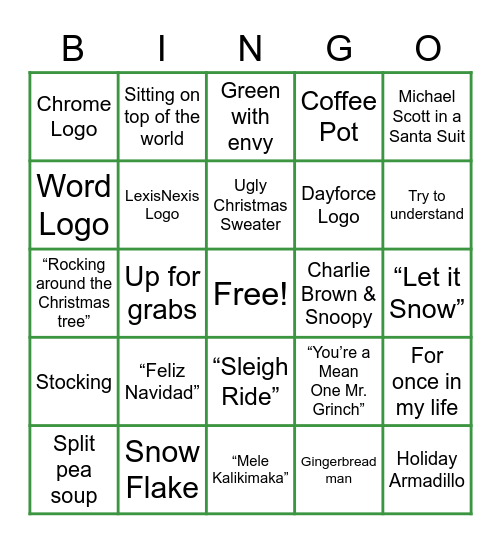 Financial Crime Holiday Bingo 2021 Bingo Card