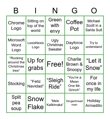 Financial Crimes Holiday Bingo 2021 Bingo Card