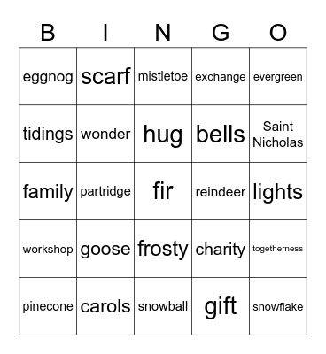 Monterey Christmas Bingo Card