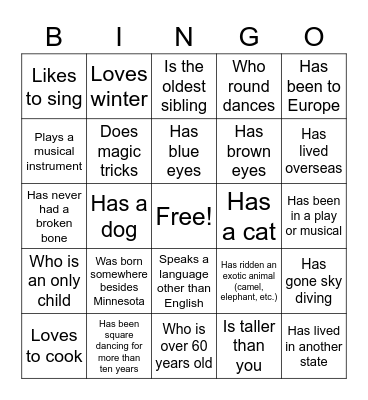 Find someone who…. Bingo Card