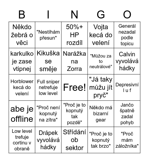 Lummi bitevní bingo Card