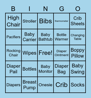 Baby Shower Bingo Card