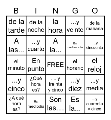 TELL TIME AND DISCUSS DAILY SCHEDULES Bingo Card