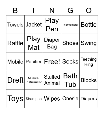 Baby Shower Bingo Card