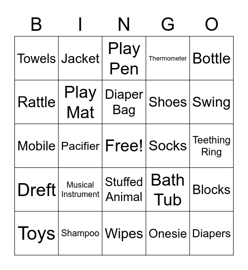 Baby Shower Bingo Card