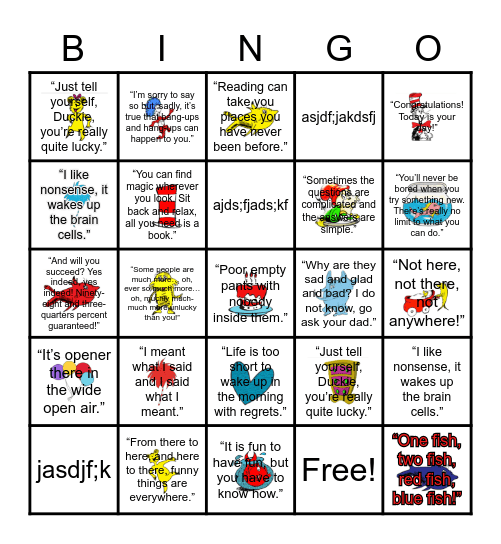 Dr. Seuss Bingo Card