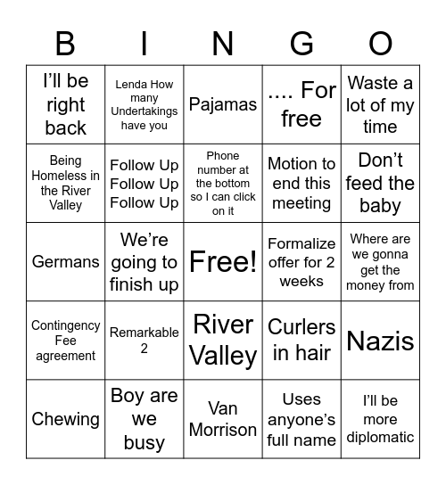 BLO ZOOM MEETING Bingo Card