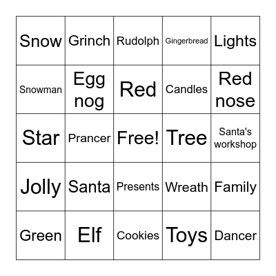 Christmas Bingo Card