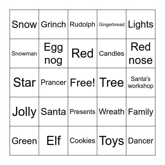 Christmas Bingo Card