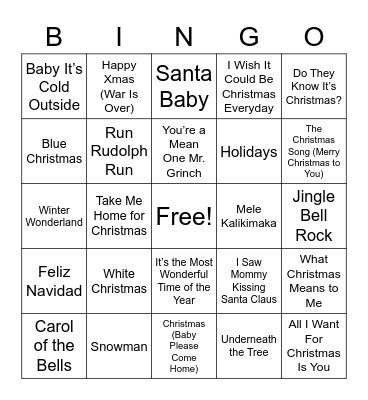 Christmas Bingo! Bingo Card