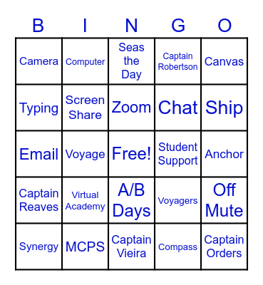 Virtual Academy Bingo Card
