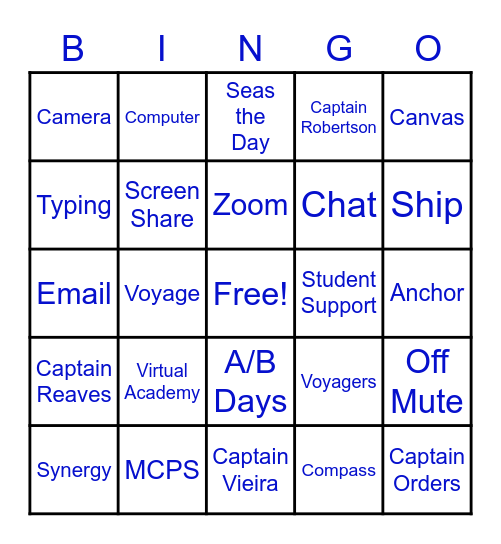 Virtual Academy Bingo Card