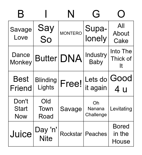 TikTok Bingo Card