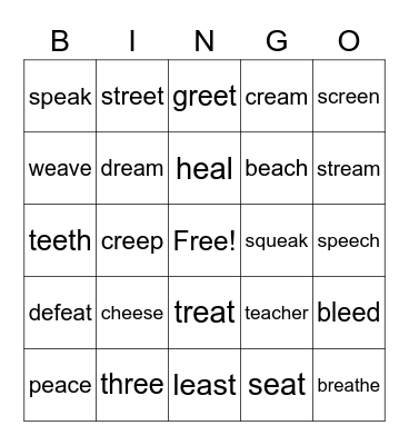 ee & ea bingo Card