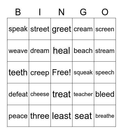 ee & ea bingo Card