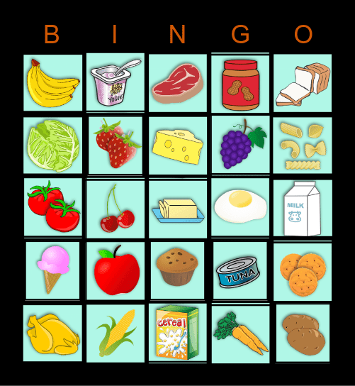 Food Groups Bingo Card