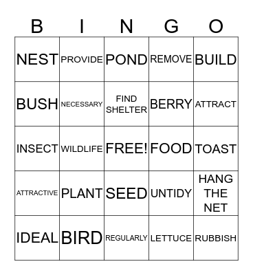 IN THE GARDEN Bingo Card