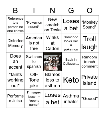 Hanging out with Oscar Bingo Card