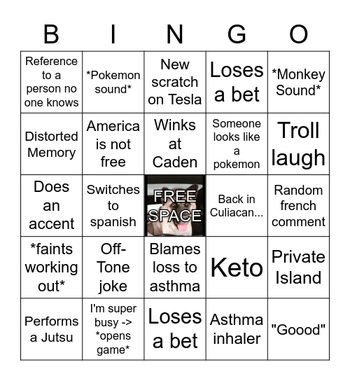 Hanging out with Oscar Bingo Card