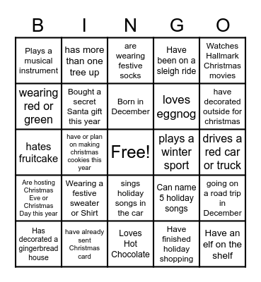 Christmas BINGO Card