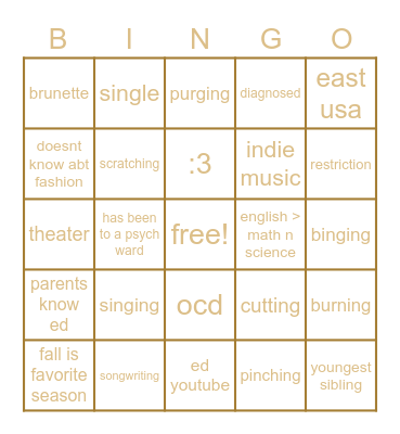 kittys bingo <3 Bingo Card