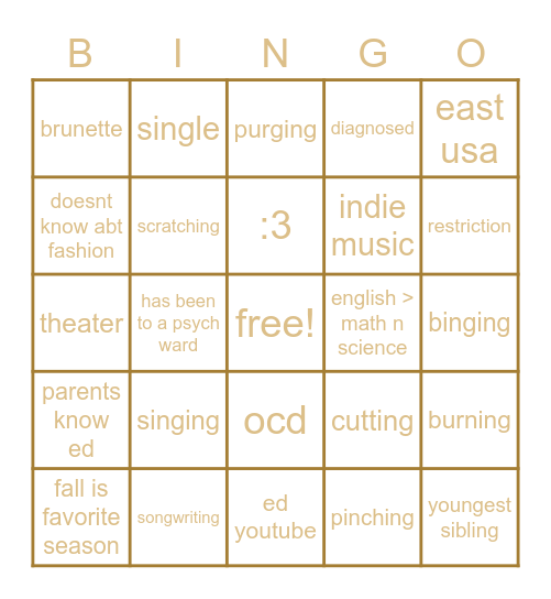 kittys bingo <3 Bingo Card