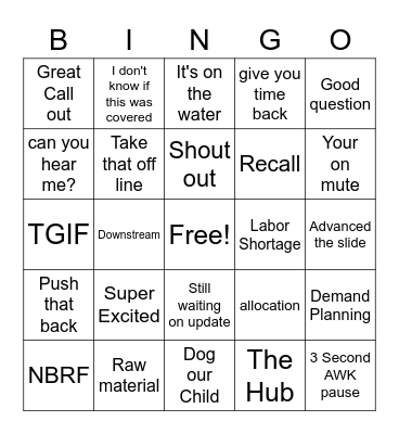 Essential Update Bingo Card