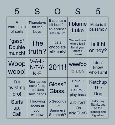10 YEARS OF 5SOS @ THE HIVE Bingo Card