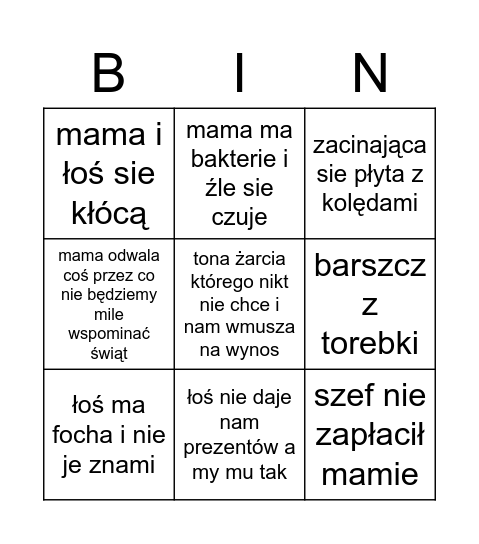Mama bingo Card