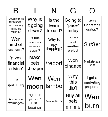 Chat BINGO Card