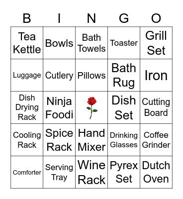 Rachel's Bridal Bingo Card