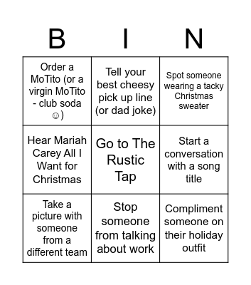 Rise Holiday Party Bingo! Bingo Card