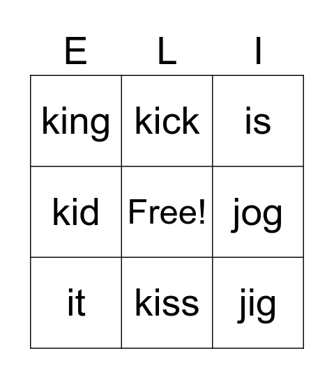 i - k Bingo Card
