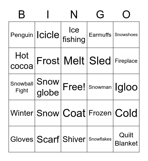 SNOW 1 Bingo Card