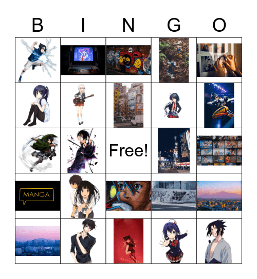 Fun Anime Bingo Card