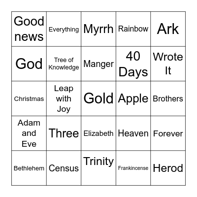 December Faith Formation Bingo Card