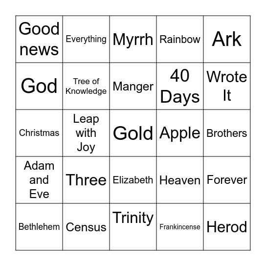 December Faith Formation Bingo Card