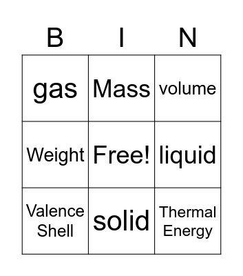 Science Bingo Card