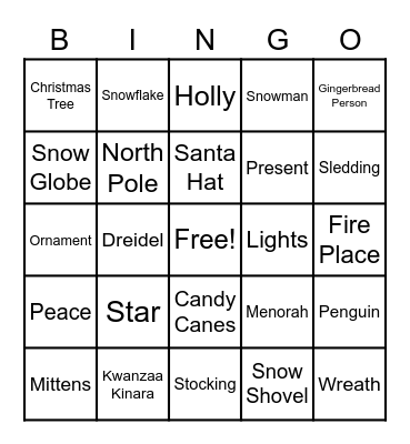 Holiday Bingo Card