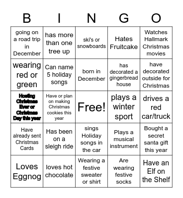 Jingle Mix and Mingle Bingo Card