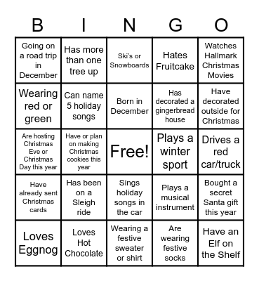 Jingle Mix and Mingle Bingo Card