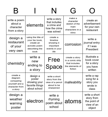 Assignment Bingo Card