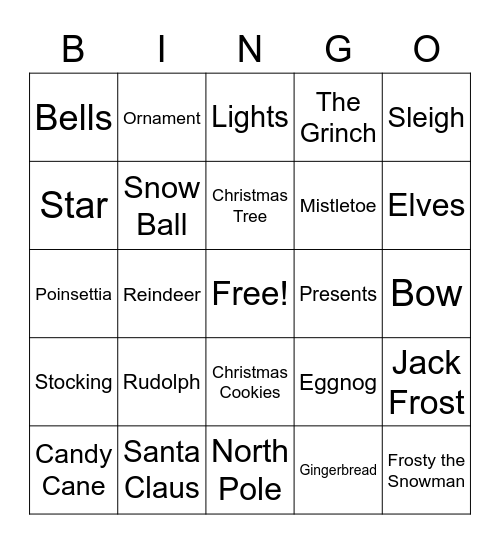 HR Christmas Bingo Card