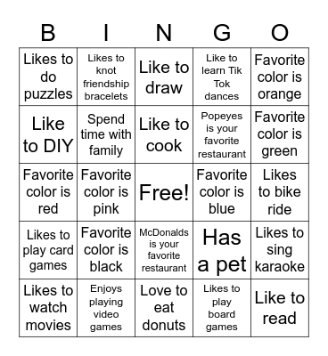 Networking Bingo Card